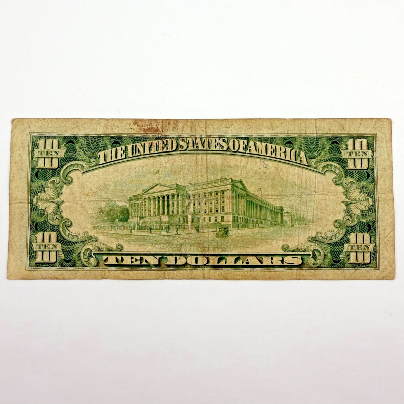 1934-C $10 Silver Certificate Blue Seal Note New York B