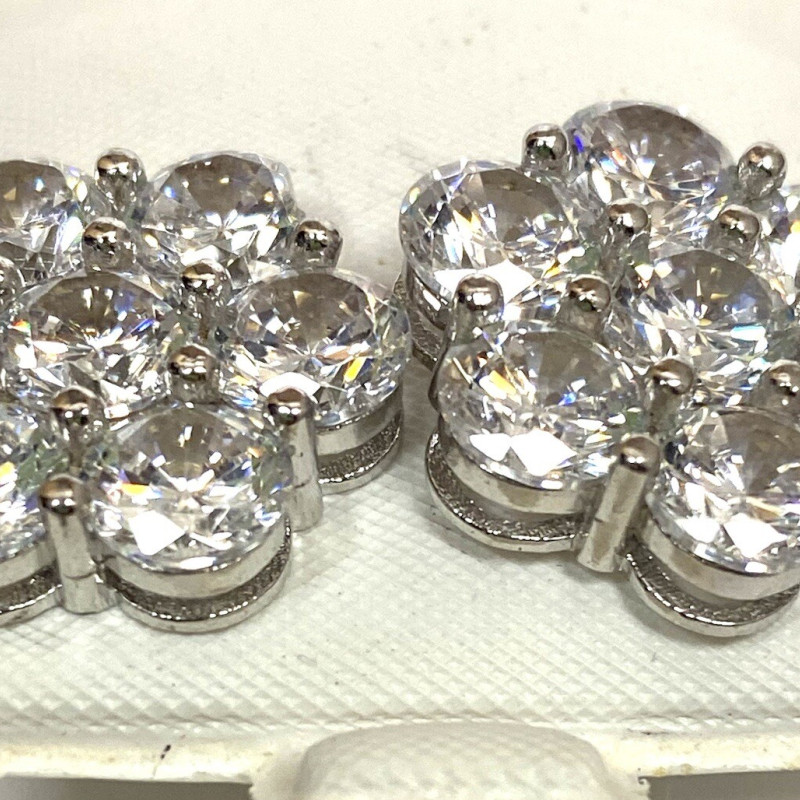 Sterling Silver Designed with Cubic Zuconia Gems Woman's Earrings