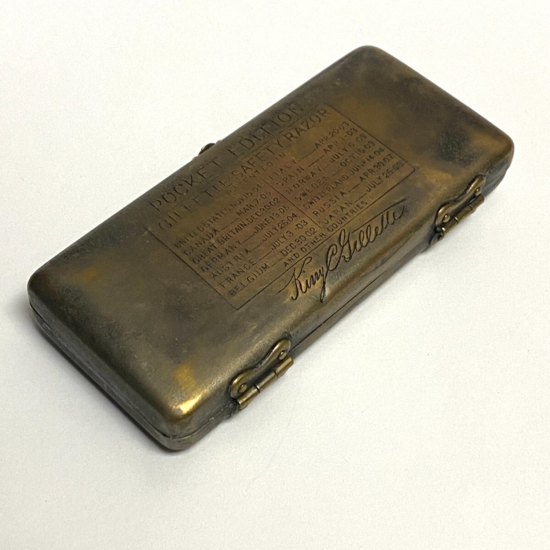 Vintage Gillette Pocket Edition Safety Razor Original Cases, John David Receipt Vintage Gillette Pocket Edition Safety Razor Original Cases, John David Receipt