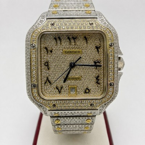 Cartier Santos Automatic Diamond Watch Arabic Dial 4072 Stainless Steel 100m Cartier Santos Automatic Diamond Watch Arabic Dial 4072 Stainless Steel 100m