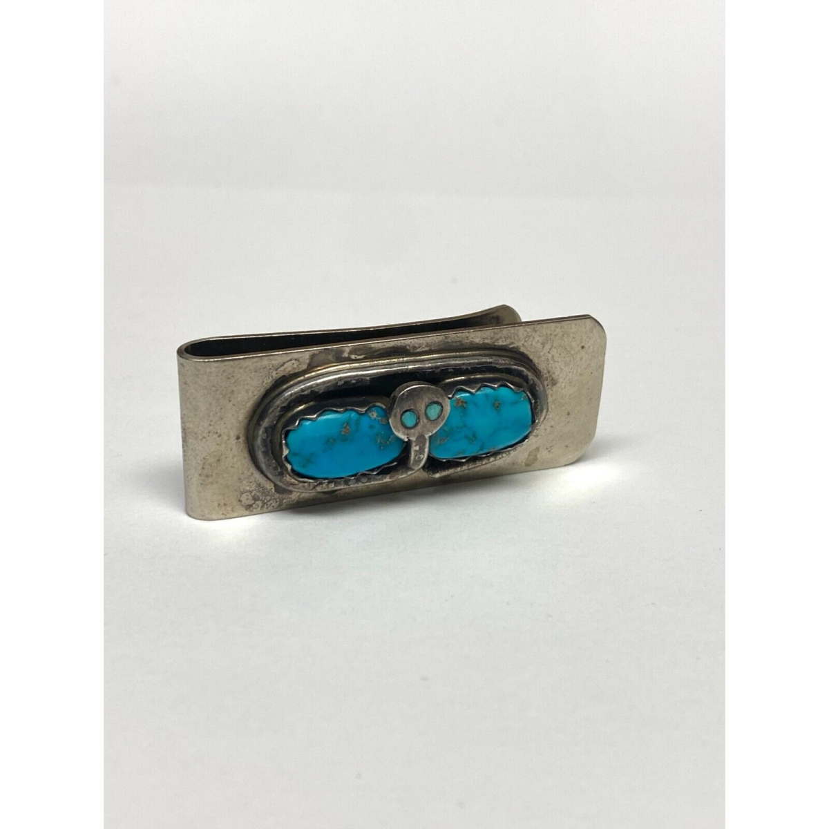 Money clip with Snake by Zuni artist Effie Calavaza, Sterling Silver Turquoise
