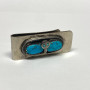 Money clip with Snake by Zuni artist Effie Calavaza, Sterling Silver Turquoise