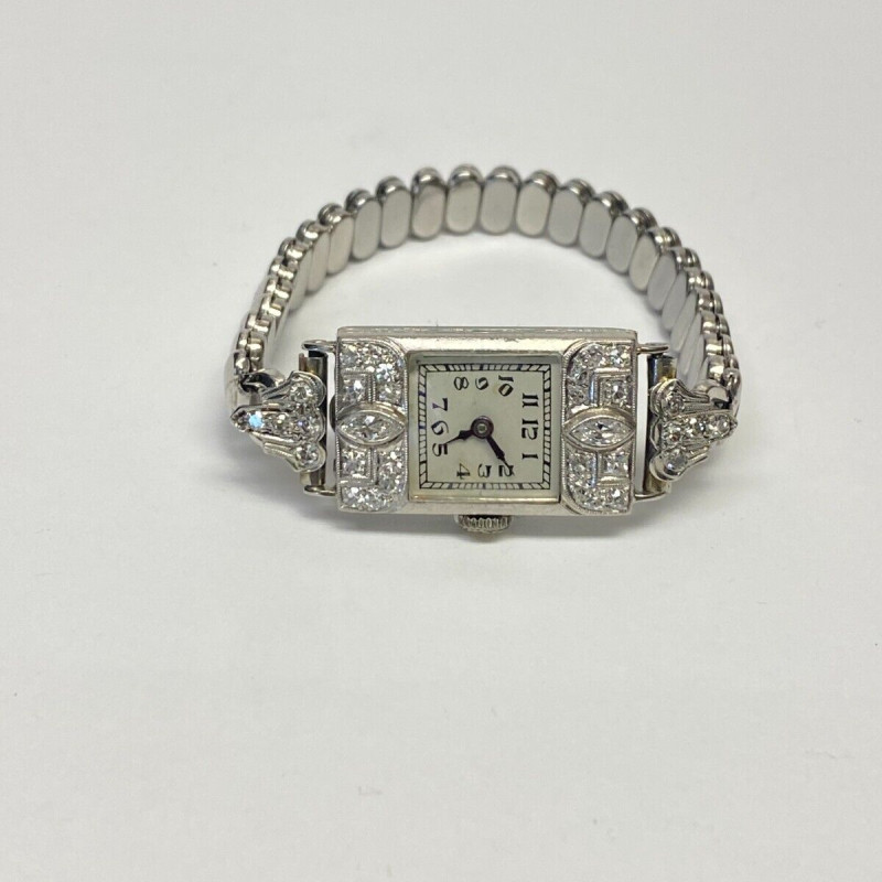 Rare Vintage Kestenmade 18K White Gold & Platinum Ladies Watch - Diamond Accents