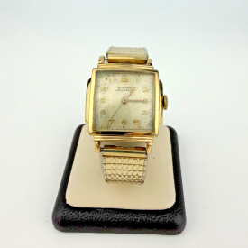 Vintage Winton Shock-Resist Rectangular Gold Filled Watch Mesh Bracelet Swiss