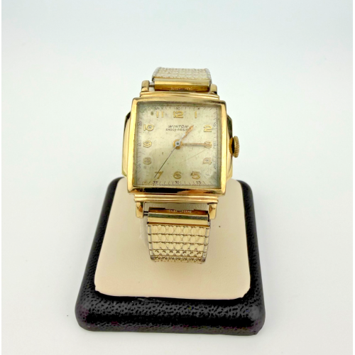 Vintage Winton Shock-Resist Rectangular Gold Filled Watch Mesh Bracelet Swiss Vintage Winton Shock-Resist Rectangular Gold Filled Watch Mesh Bracelet Swiss
