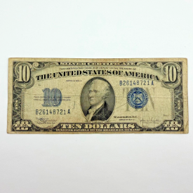 1934-C $10 Silver Certificate Blue Seal Note New York B