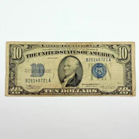 1934-C $10 Silver Certificate Blue Seal Note New York B