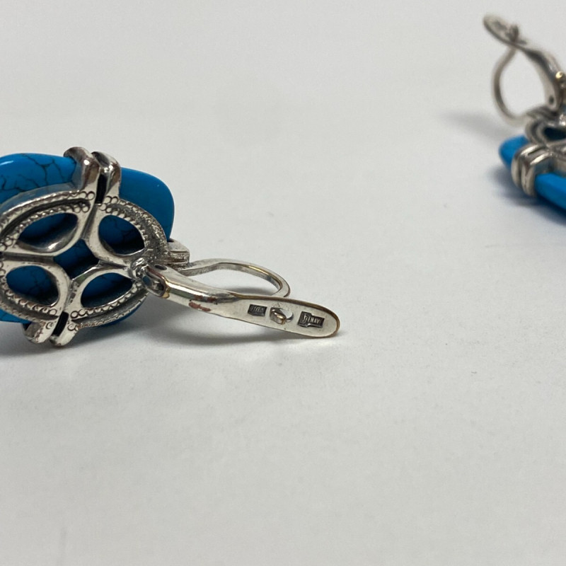 Jenavi Turquoise and Sterling Silver Earrings Vintage Jenavi Turquoise and Sterling Silver Earrings Vintage