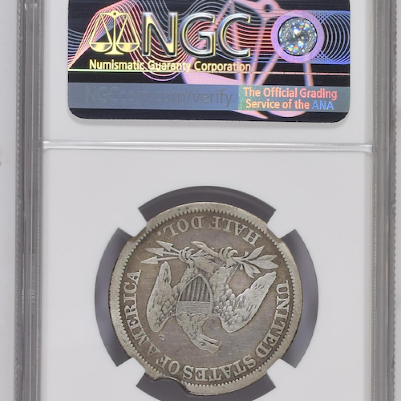 1842 SEATED LIBERTY SM DATE LG LET 50 C NGC VG DETAILS DAMAGED