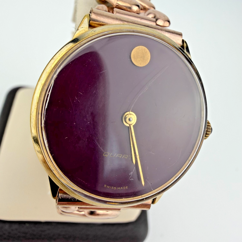 Vintage Admiral Two-Tone Quartz Watch Purple Dial Admiral Bracelet Swiss Made