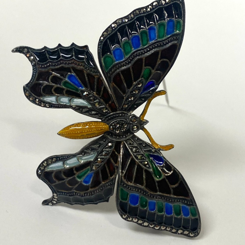 Vintage Alice Caviness Germany Enamel Sterling Silver Butterfly Brooch Vintage Alice Caviness Germany Enamel Sterling Silver Butterfly Brooch