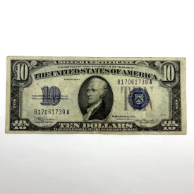 1934-A $10 Silver Certificate Blue Seal Note New York B