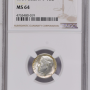 NGC MS 64, 1964 D BLUNT 9 10C  COLOR  NGC MS 64, 1964 D BLUNT 9 10C  COLOR