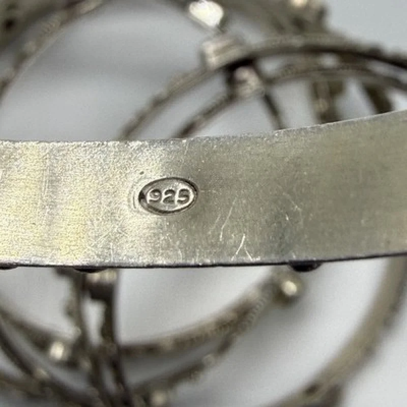 Lot of 7 Sterling Silver 925 Natural Gemstone Bangle Bracelets