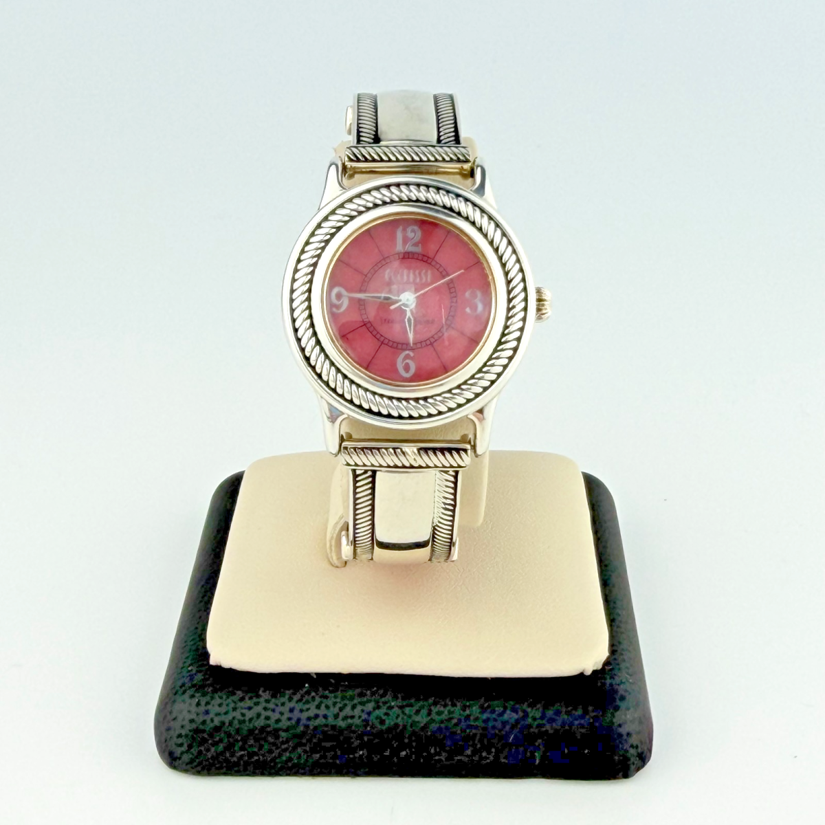 Vintage ECCLISSI Sterling Silver 925 Ladies Bracelet Pink Dial Watch