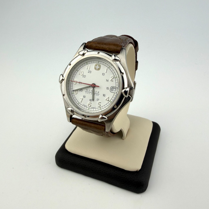 Vintage Wenger S.A.K Design Swiss Army Mens Watch w Original Leather Strap WR 50