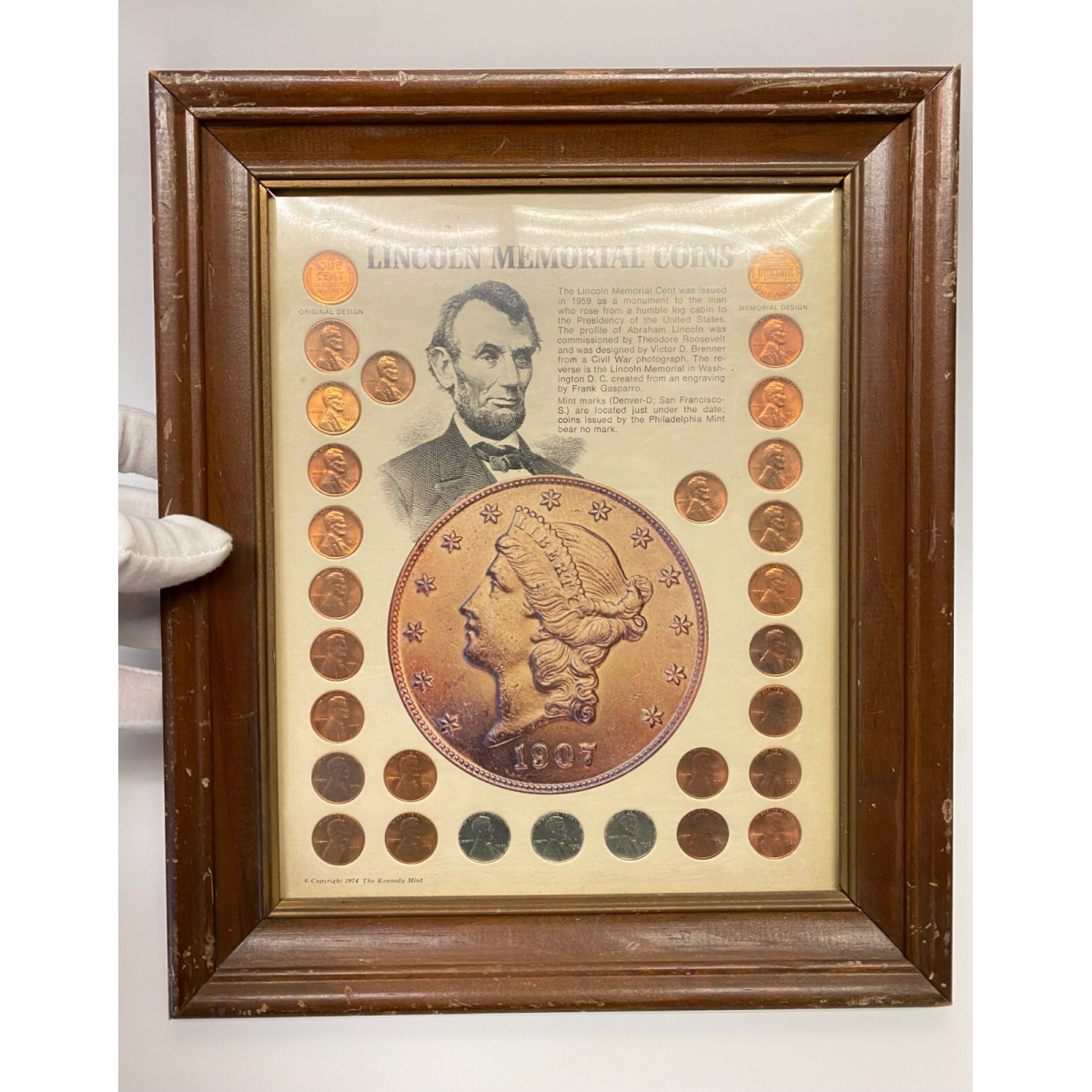 Lincoln Memorial Coins Collection (1959-1982 + 3 1943 Steel Cents) - Framed Set