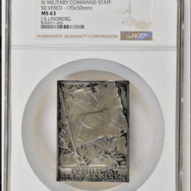 1956-Dated Norway Bronze IV Military Command Staff Silvered-(70x50mm) NGC MS 63