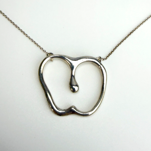 Tiffany & Co Sterling Silver Necklace Large Apple Elsa Peretti 16" Length Chain Tiffany & Co Sterling Silver Necklace Large Apple Elsa Peretti 16" Length Chain