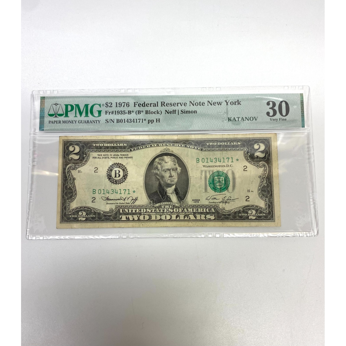 Fr 1935-B* (B* Block) $2 1976 FRN New York PMG 30 Star Note