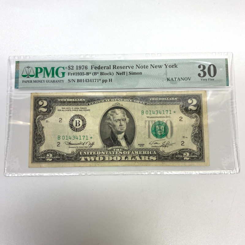 Fr 1935-B* (B* Block) $2 1976 FRN New York PMG 30 Star Note Fr 1935-B* (B* Block) $2 1976 FRN New York PMG 30 Star Note