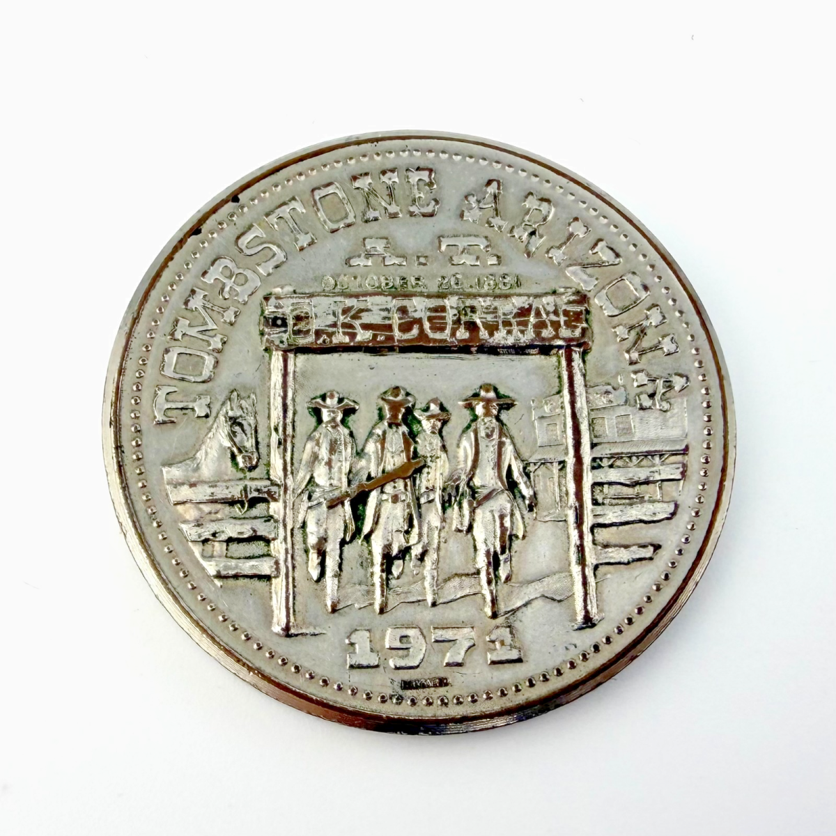Tombstone Arizona 1971 Helldorado Days silver plated round medal coin