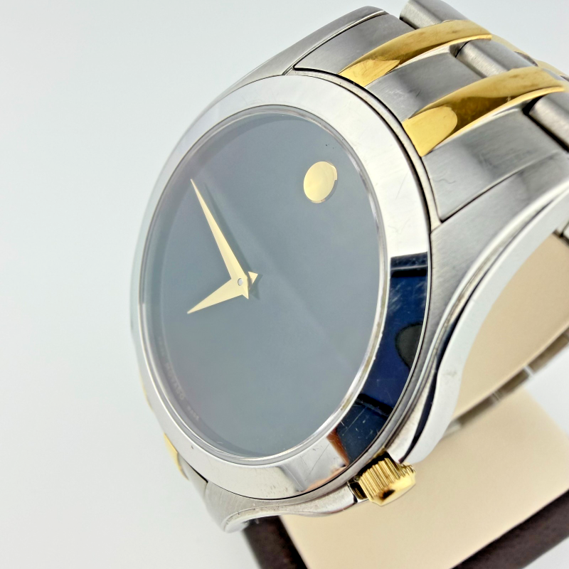 Movado Museum Two Tone Stainless Steel Men's Watch Black Dial 40 mm