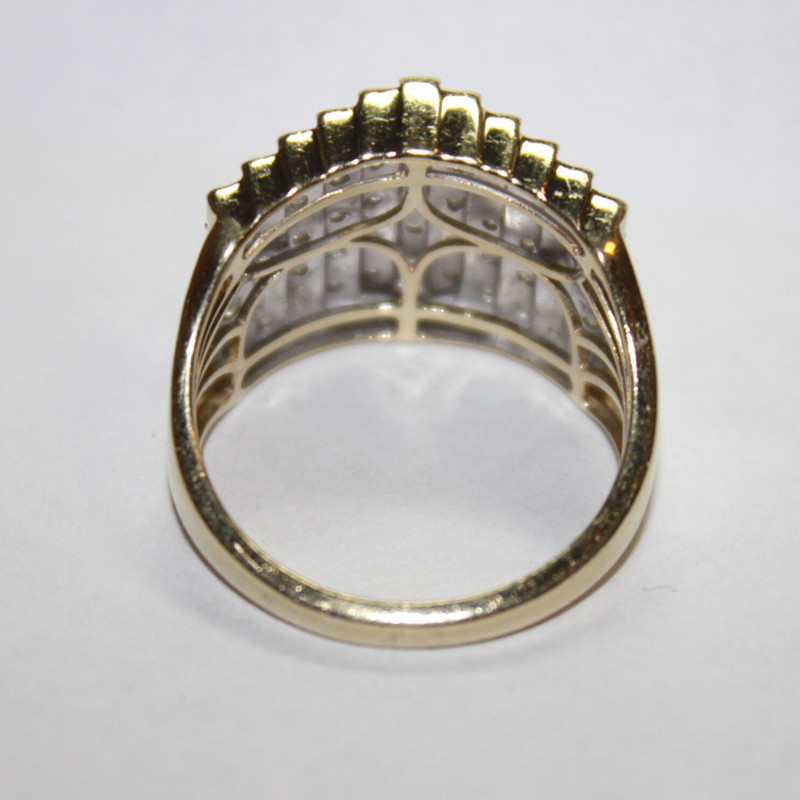 Sterling Silver Gold Plated Diamond Ring Size 12