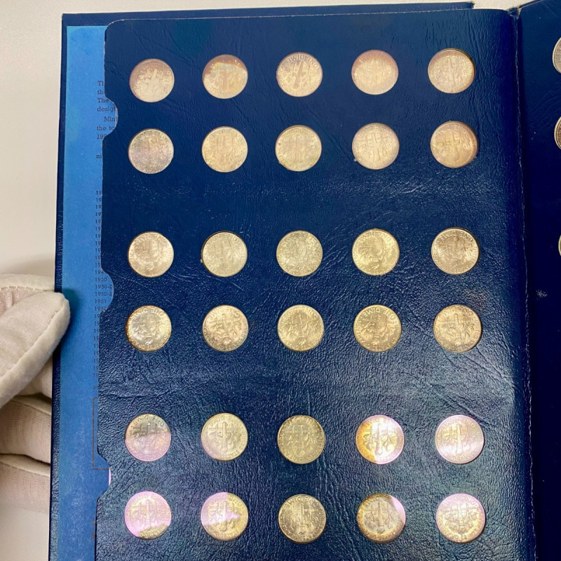 Complete Album #9587 Roosevelt Dimes 1946- including proof-only issues, 78 coins
