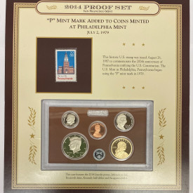 2014 San Francisco Mint Proof Set with Historic Dec, 1787 Pennsylvania Stamp