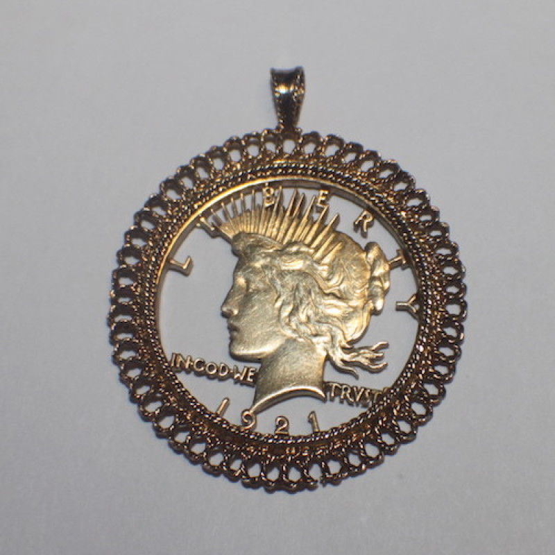 Vintage 1921 Liberty Eagle Gold Plated & Sterling Silver Custom Pendant