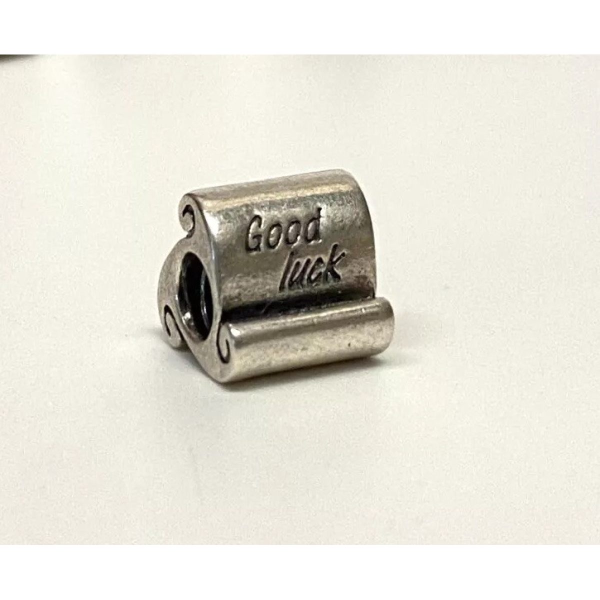 Authentic PANDORA Good Luck Scroll Sterling Silver Charm 925 ALE