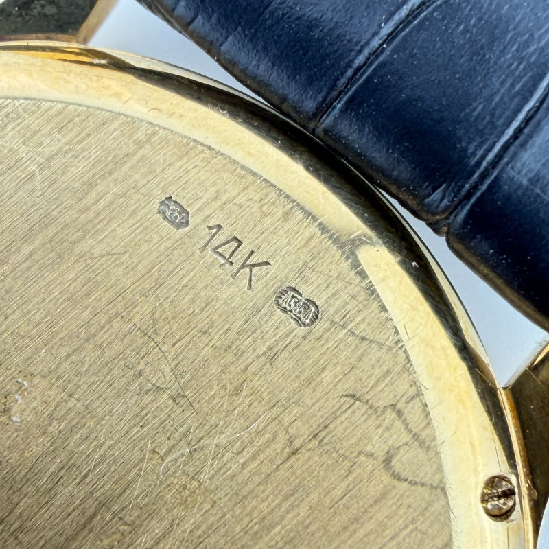 Vintage Concord 14K Gold 33mm Dress Watch Black Leather Strap