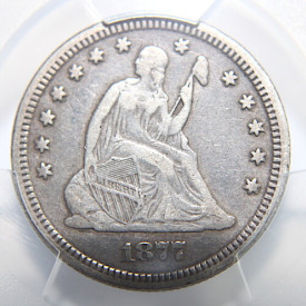 1877 PCGS VF30 LIBERTY SEATED 25c