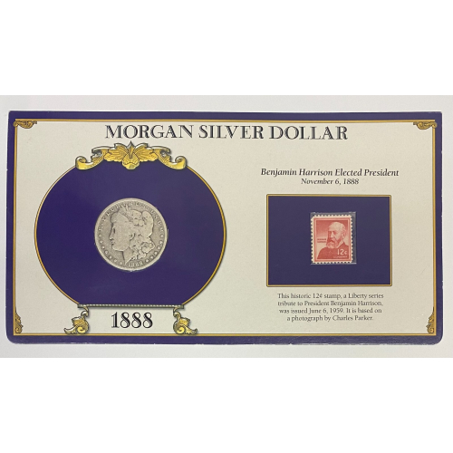 1888 O The U.S. Morgan Silver Dollar Collection Card & Postal Stamps $1 1888 O The U.S. Morgan Silver Dollar Collection Card & Postal Stamps $1