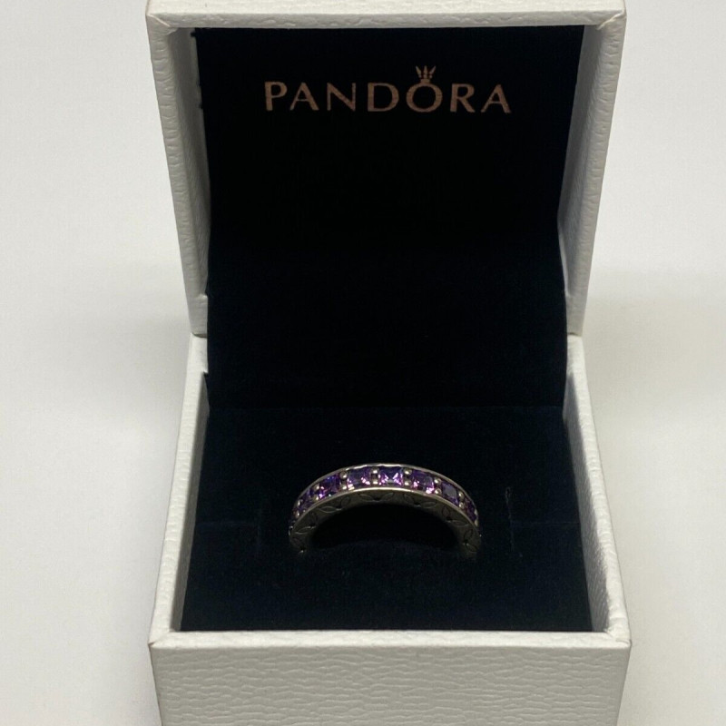 PANDORA 925 Infinity Fancy Purple CZ Stackable Ring SIZE 7 BEAUTIFUL PANDORA 925 Infinity Fancy Purple CZ Stackable Ring SIZE 7 BEAUTIFUL