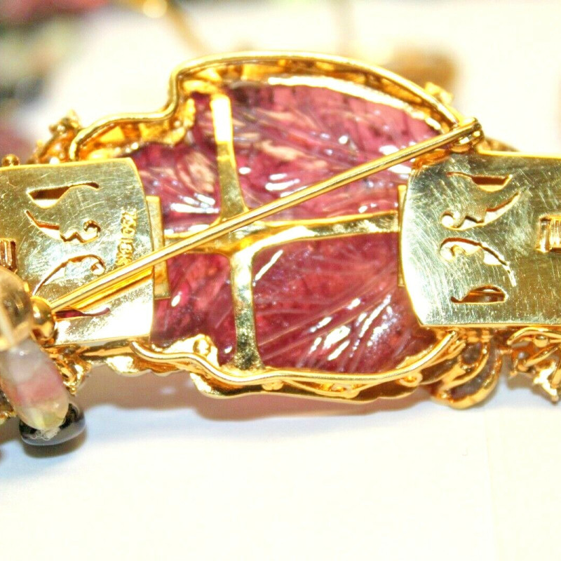 Estate 18K Yellow Gold Multi Color Tourmaline & Diamond Necklace & Earrings Set Estate 18K Yellow Gold Multi Color Tourmaline & Diamond Necklace & Earrings Set