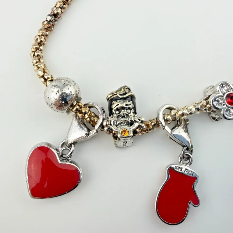 925 Sterling Silver Italian RCI Bracelet With Cute Charms, 7.5 ich