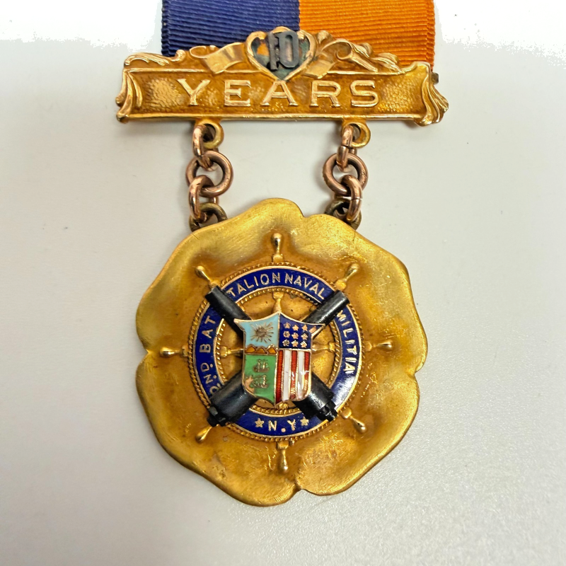 14K Gold Dieges & Clust 10 Year 2nd Battalion Naval Militia NY 100% Duty Medal
