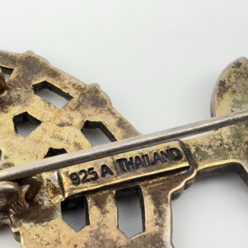 Vintage 925 A Silver and Marcasite Jewish Menorah Pendant/Brooch Pin