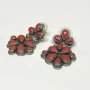 Geneva g. A. Sterling Silver CLUSTER DANGLE EARRINGS Red Mediterranean CORAL