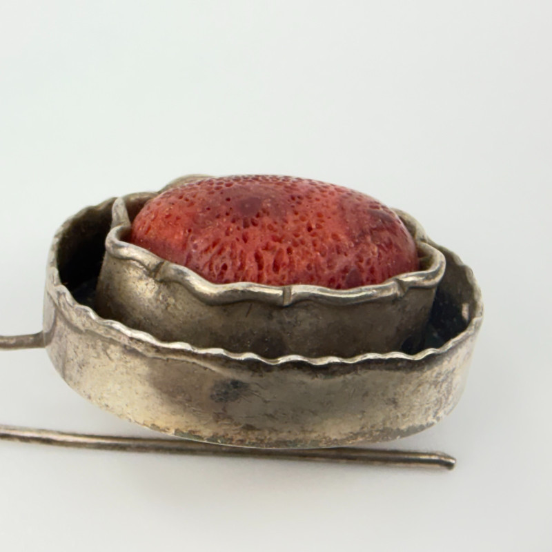 Vintage Israel Red Coral Earrings 925 Sterling Silver Drop Dangle