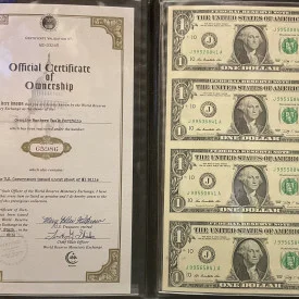 Uncut Sheet 2009 One Dollar Bills. $1 U.S. Banker's Vault Fed Portfolio Sheet