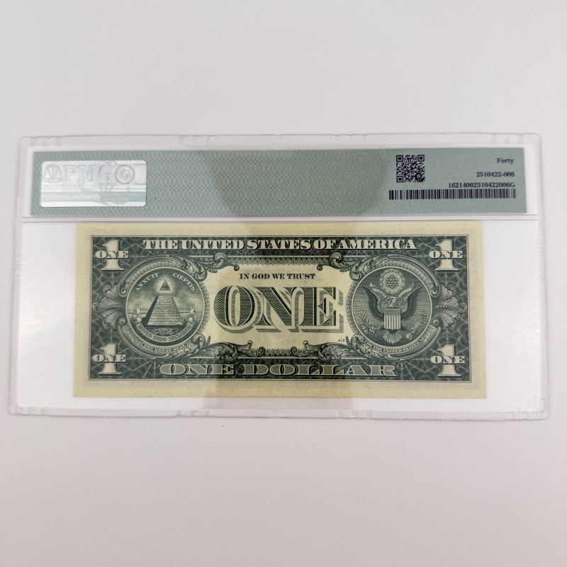 1957B $1 Silver Cert. Fr.1621 UA Block PMG 40 EPQ Granahan/Dillon U49567248A