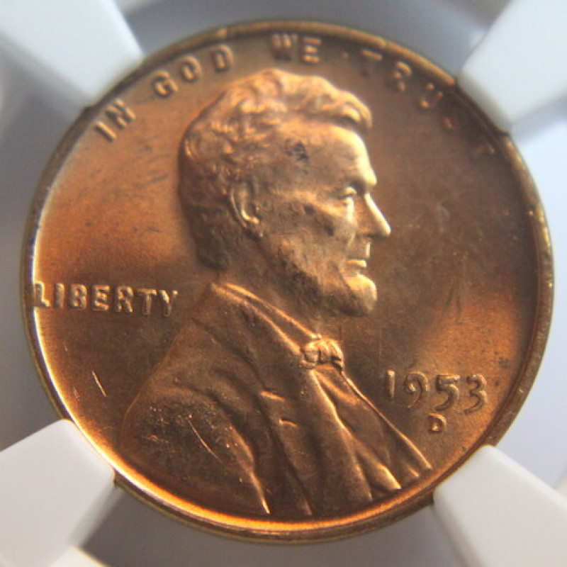 1953 D NGC 1C LINCOLN WHEAT PENNY MS 62 RD  1953 D NGC 1C LINCOLN WHEAT PENNY MS 62 RD