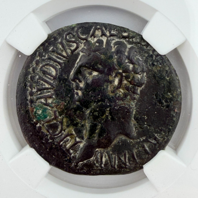 Roman Empire Claudius (AD 41-54) AE As – NGC Ch F.#005 Roman Empire Claudius (AD 41-54) AE As – NGC Ch F.#005