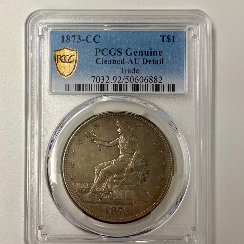 1873 CC T$1 Trade Dollar Silver PCGS AU Details Cleaned Key Date Coin 1873 CC T$1 Trade Dollar Silver PCGS AU Details Cleaned Key Date Coin