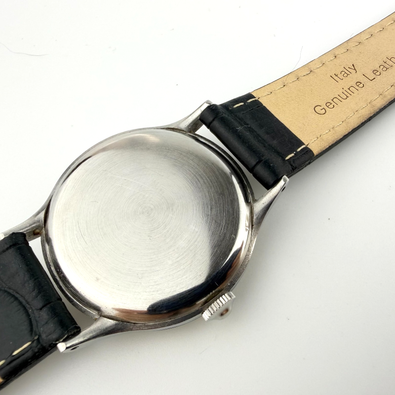 Vintage Omega 34mm Stainless Steel Non-Magnetic Military Watch Black Leather