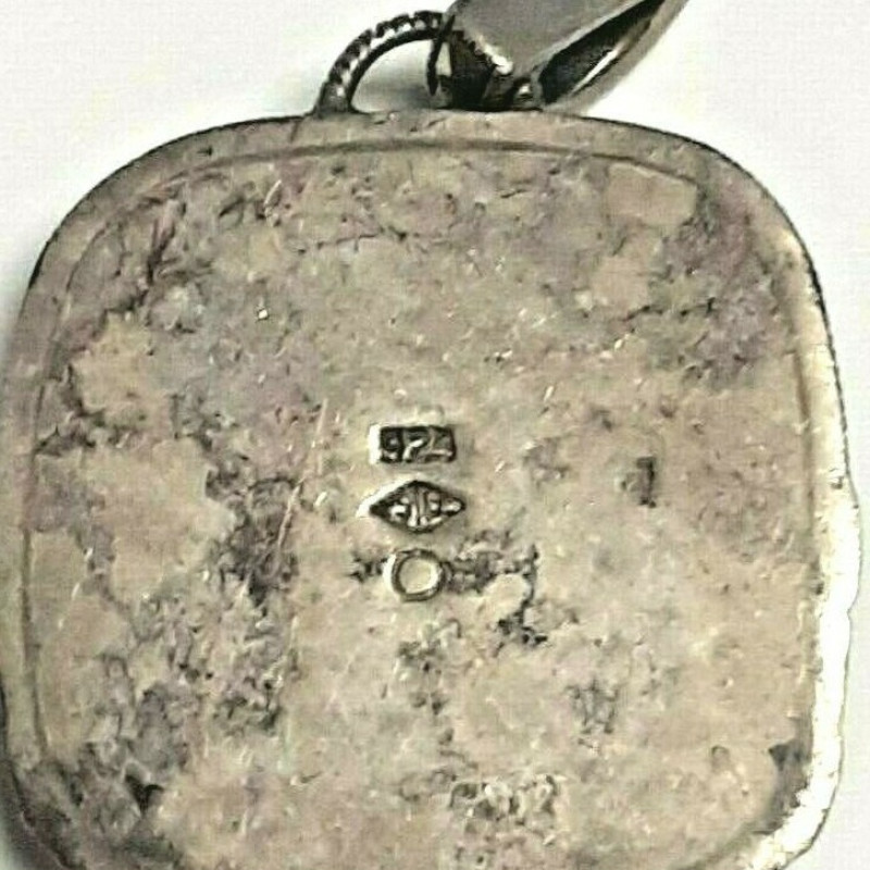 Antique Sterling Silver 925 Marcasite Square Pendant !!!!