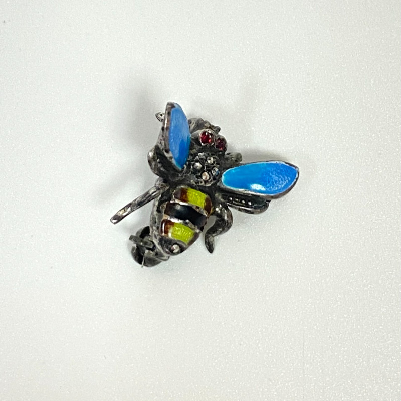 Alice Caviness Brooch Sterling Silver Enamel Marcasite Bumble Bee Germany